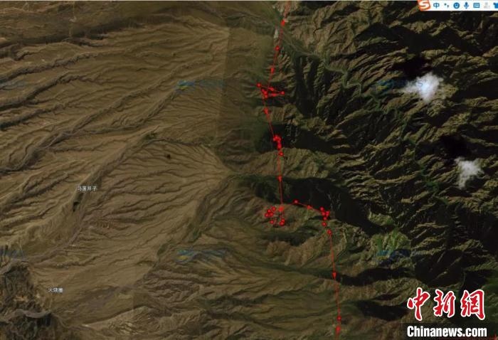 圖為雪豹故地重游來到放歸地的足跡?！?nèi)蒙古賀蘭山國家級自然保護區(qū)供圖