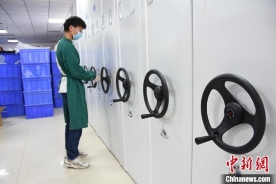 圖為鄭州大學(xué)人骨考古實(shí)驗(yàn)室內(nèi)的骨骼標(biāo)本庫。王宇 攝