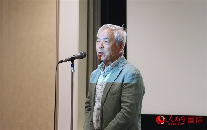 展覽名譽顧問、日本前文化廳長官青柳正規(guī)致辭。（人民網(wǎng) 許可攝）