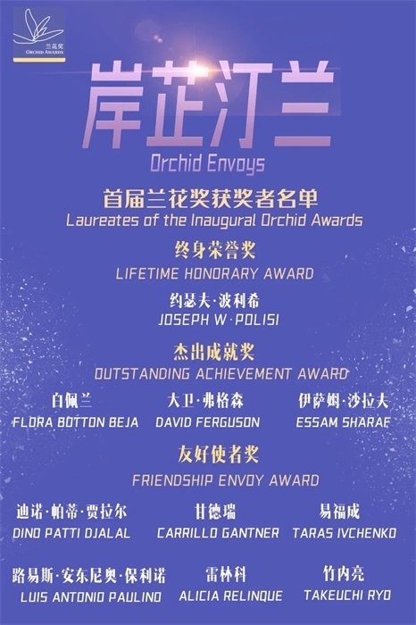 首屆蘭花獎獲獎者名單。 巴西圣保羅州立大學孔子學院供圖。（來源：人民畫報）