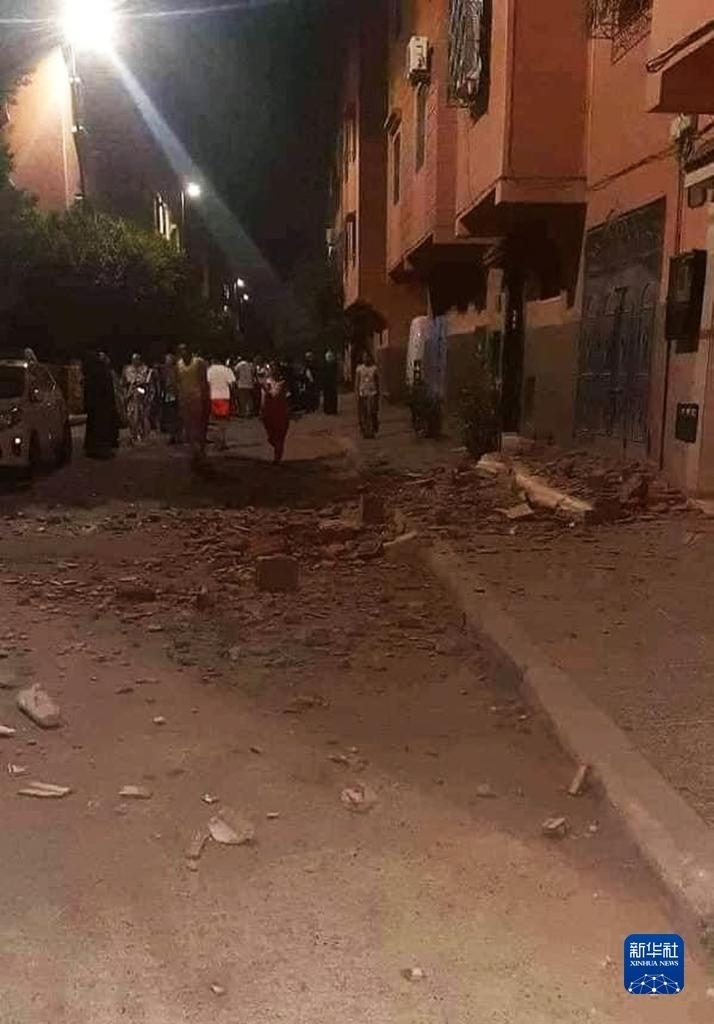 這是9月9日在摩洛哥南部城市馬拉喀什拍攝的震后景象。新華社發(fā)