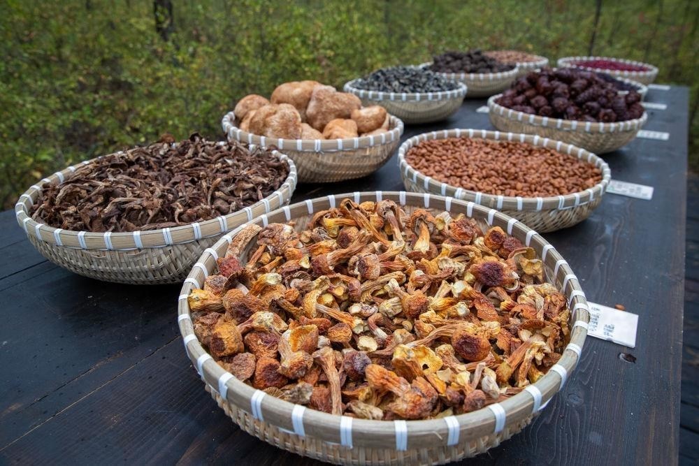 △近日，漠河市北極村一景區(qū)展示的林下產(chǎn)品。