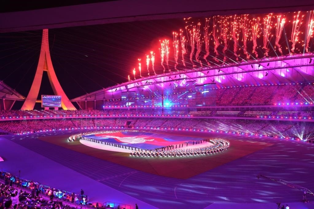 5月5日，第32屆東南亞運(yùn)動(dòng)會(huì)在柬埔寨首都金邊的國(guó)家體育場(chǎng)開(kāi)幕。