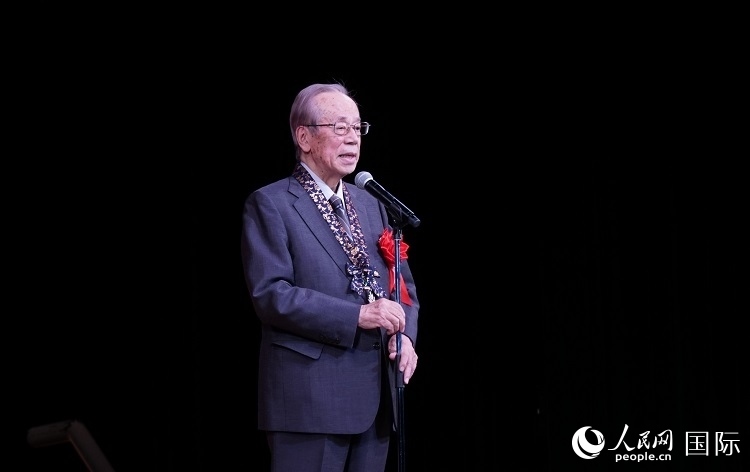 日本前首相福田康夫發(fā)表致辭。人民網(wǎng) 蔣曉辰攝