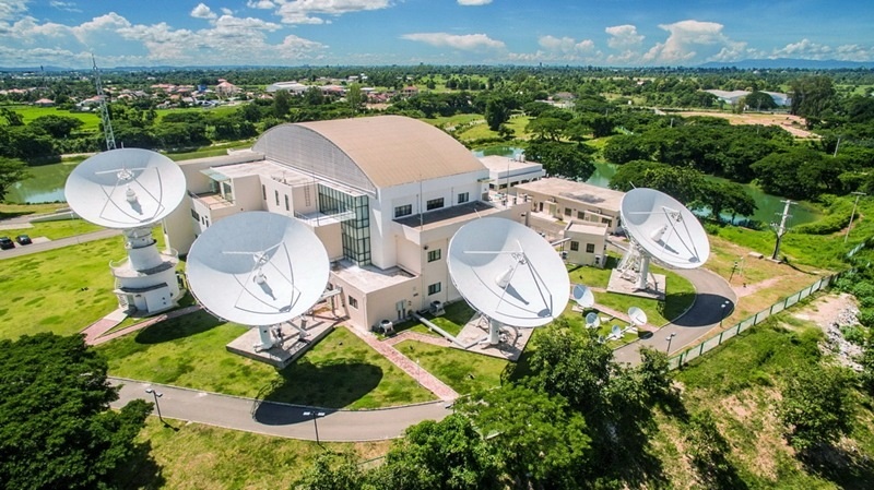 2016年8月1日拍攝的老撾首都萬象的老撾一號通信衛(wèi)星地面站全景。