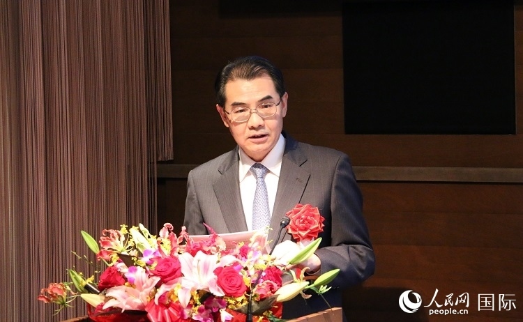 中國駐日本大使吳江浩發(fā)表致辭。人民網(wǎng) 許可攝