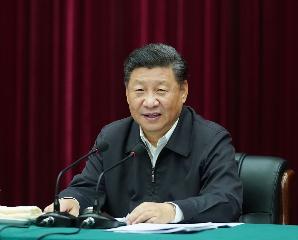 2019年9月18日上午，中共中央總書記、國家主席、中央軍委主席習(xí)近平在鄭州主持召開黃河流域生態(tài)保護(hù)和高質(zhì)量發(fā)展座談會(huì)并發(fā)表重要講話。新華社記者 謝環(huán)馳 攝