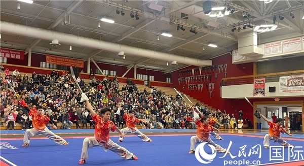 中國武術(shù)隊員表演現(xiàn)場。人民網(wǎng)記者 鄧圩攝