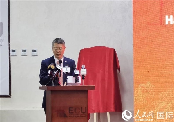 中國石化非洲代表處總代表衛(wèi)東致辭。人民網記者 沈小曉攝