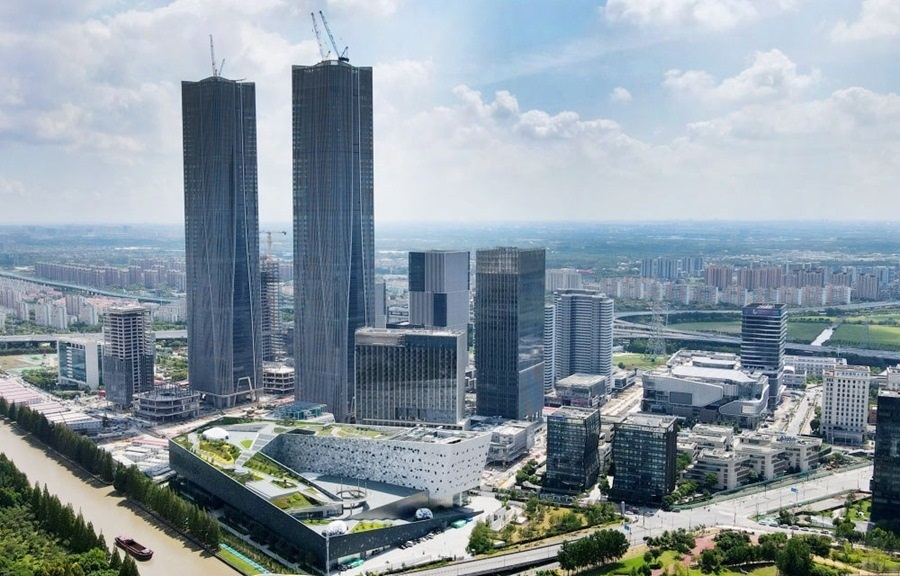 位于上海浦東新區(qū)的張江科學會堂（前）（2023年9月10日攝，無人機照片）。