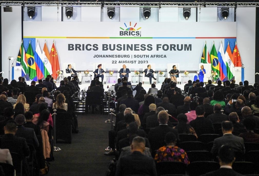 這是8月22日在南非約翰內(nèi)斯堡拍攝的金磚國家工商論壇現(xiàn)場。新華社記者李亞輝攝