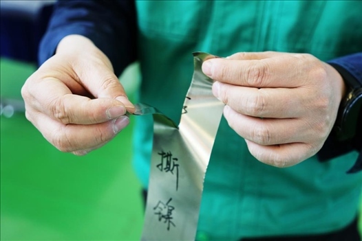 0.05毫米“手撕鎳”。 李羊攝