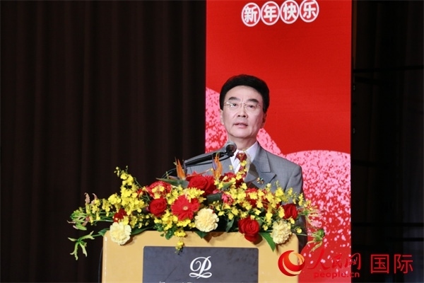 在日中國企業(yè)協會會長王家馴致辭。人民網 許可攝