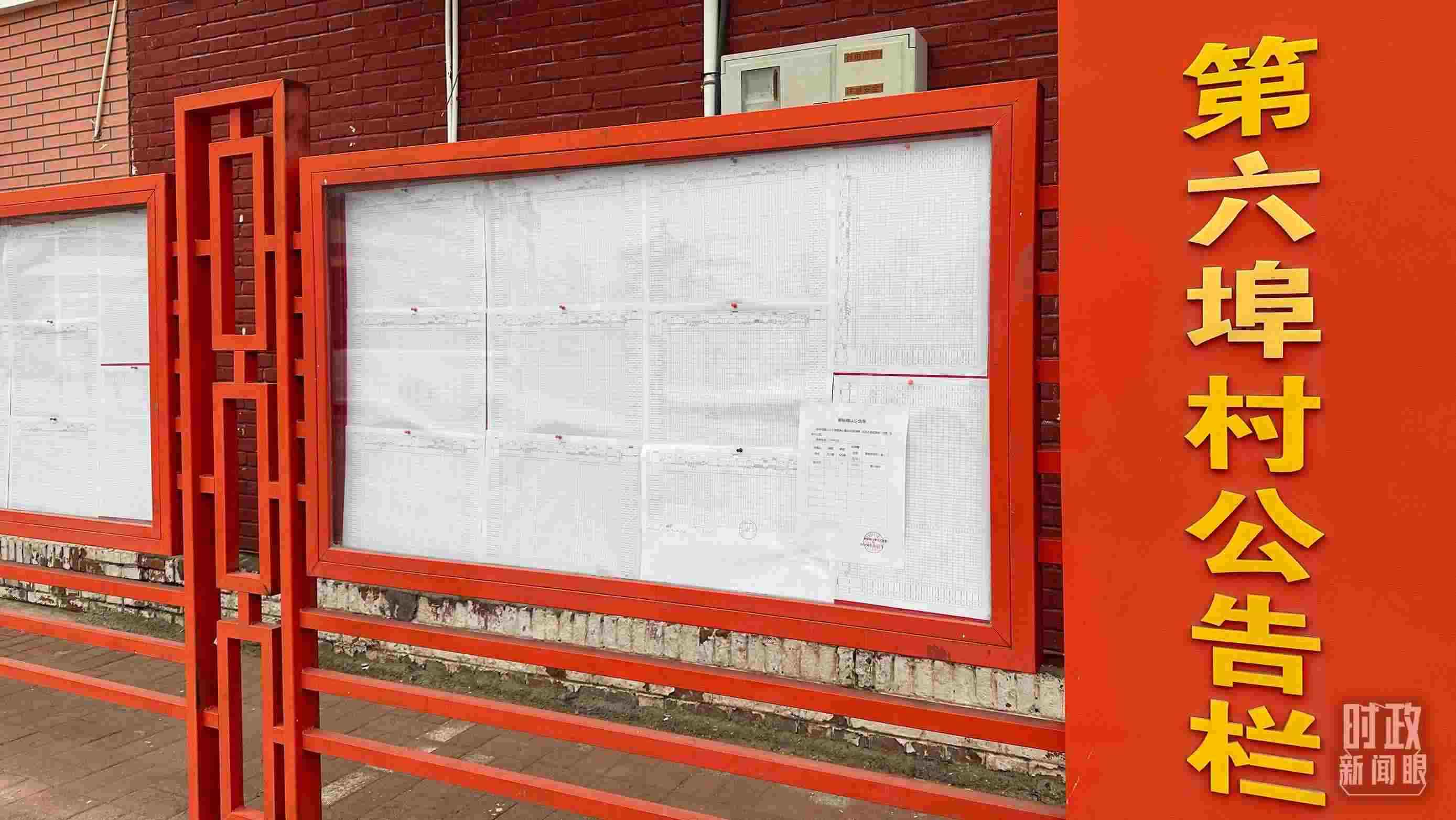 △第六埠村公告欄里張貼著“天津市2023年蓄滯洪區(qū)農(nóng)作物、經(jīng)濟(jì)林補(bǔ)償標(biāo)準(zhǔn)表”等。（總臺(tái)央視記者覃思拍攝）