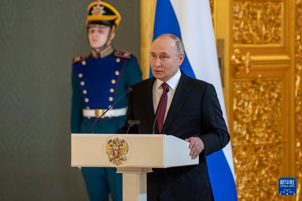 3月20日，俄羅斯總統(tǒng)普京在莫斯科克里姆林宮與其競選團隊代表舉行見面會。新華社記者 曹陽 攝