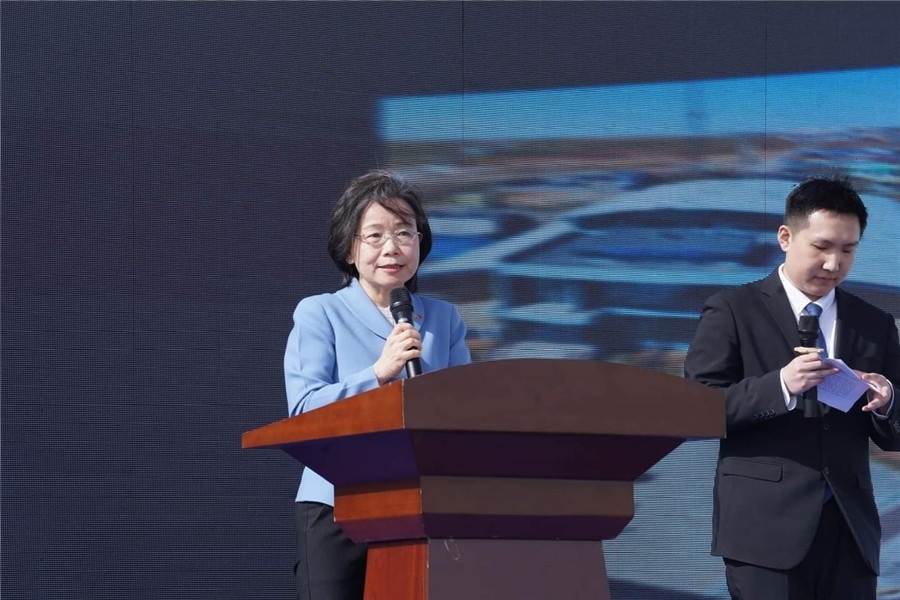 3月24日，沈敏娟大使致辭。駐蒙古使館供圖