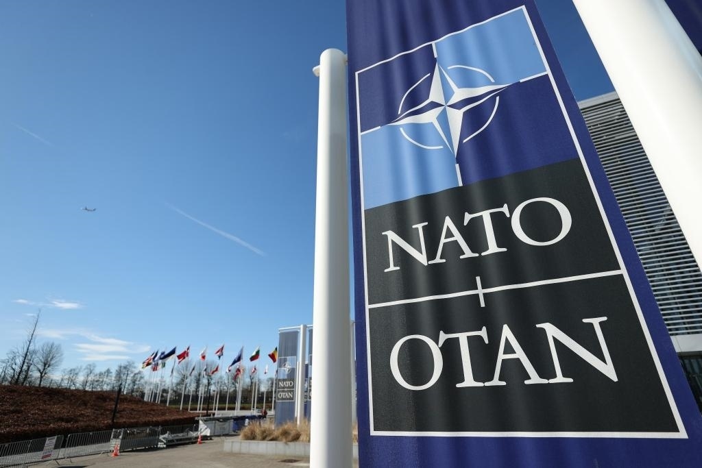 這是3月14日在比利時布魯塞爾拍攝的北約總部一角。新華社記者趙丁喆攝