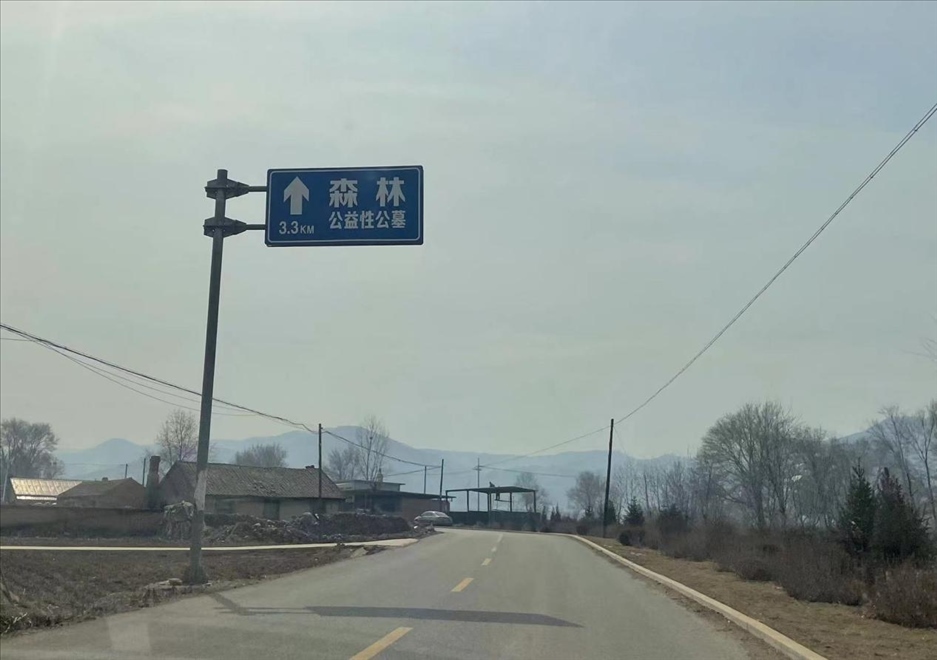 通往森林紀(jì)念園公墓的路上，指示牌標(biāo)注“公益性公墓”  （白杰戈攝）