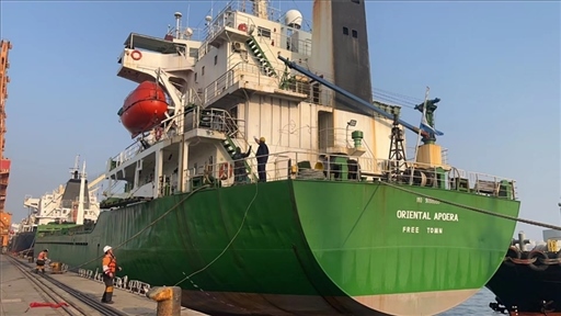 中蘇海運(yùn)直航貨輪靠泊蘇里南碼頭。中國駐蘇里南大使館供圖