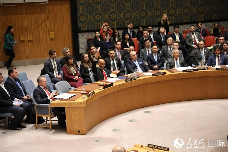 4月18日，安理會投票現(xiàn)場，12個成員投贊成票。 人民網(wǎng)記者 李志偉攝