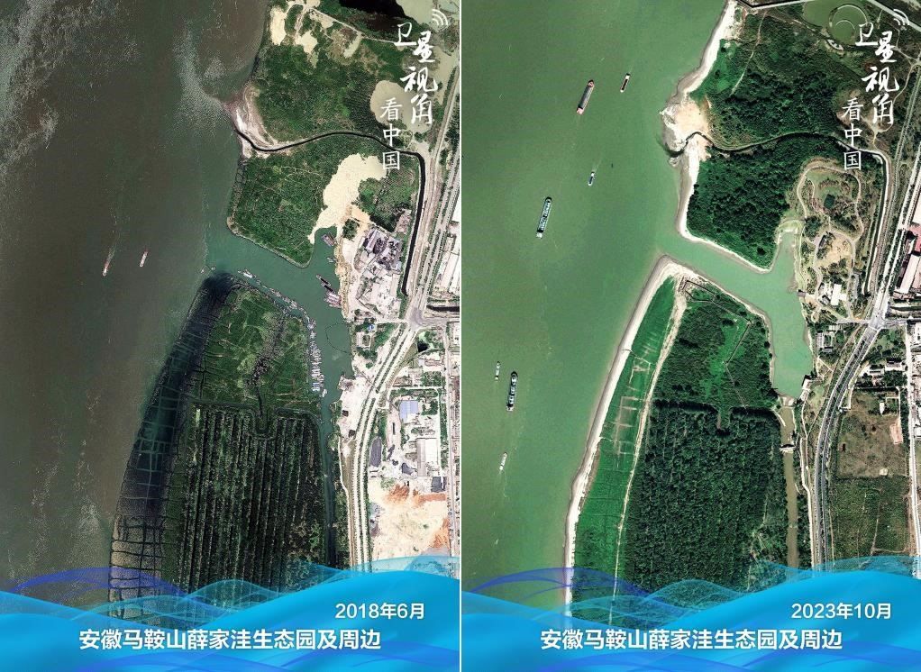 經(jīng)過整治后的安徽馬鞍山薛家洼生態(tài)園生機(jī)盎然。