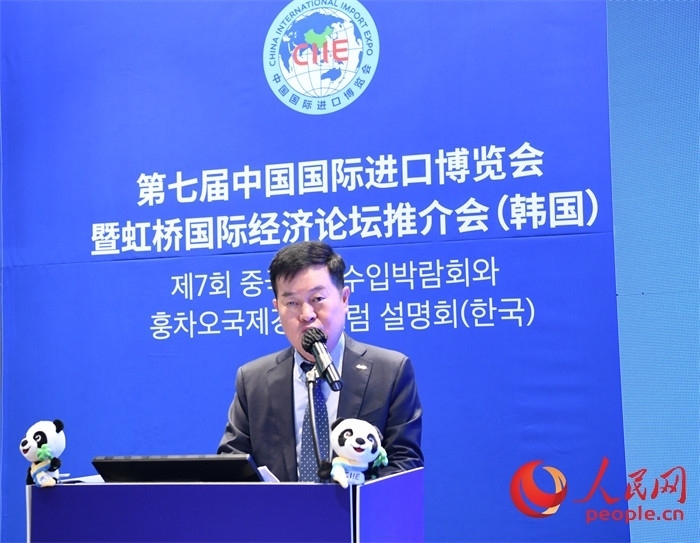 韓國(guó)貿(mào)易協(xié)會(huì)專務(wù)理事金高鉉發(fā)言。 人民網(wǎng) 程安康攝