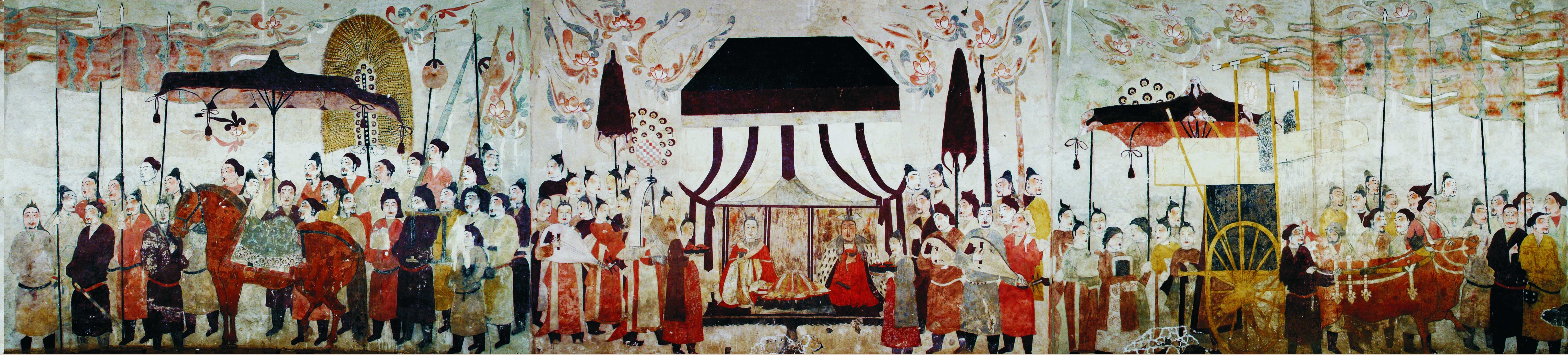 這是徐顯秀墓室壁畫展開圖。太原北齊壁畫博物館供圖