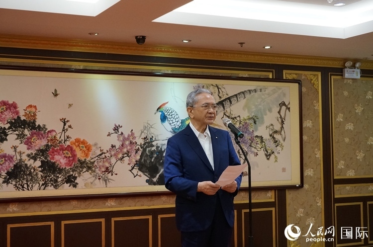 創(chuàng)價學(xué)會會長原田稔致辭。