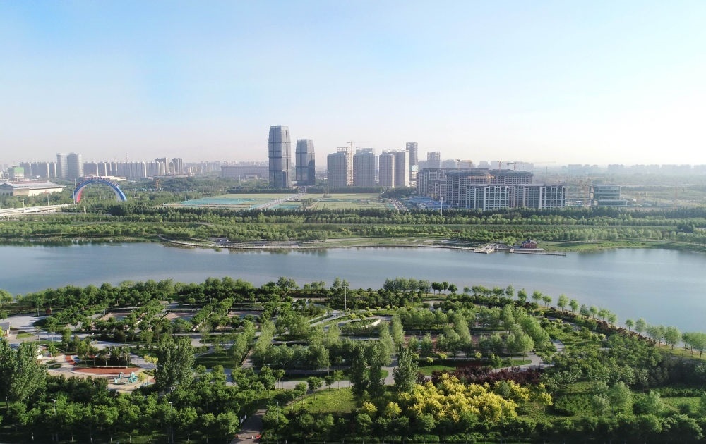 石家莊市滹沱河景色（2022年5月16日攝，無人機照片）。新華社記者 楊世堯 攝