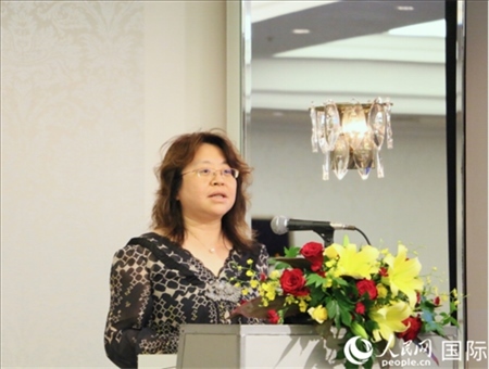 中國駐日本大使館經(jīng)濟(jì)商務(wù)公使羅曉梅致辭。人民網(wǎng) 許可攝