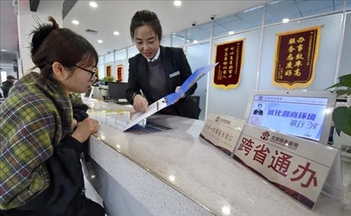 2024年3月25日，北京大興區(qū)，工作人員為群眾辦理跨省政務(wù)事宜。