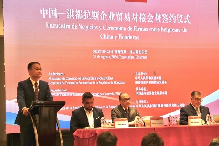 中國商務部外貿司司長李興乾發(fā)表講話。埃內斯托·多明戈斯攝