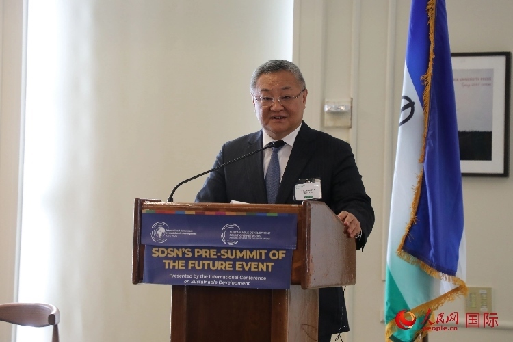 中國常駐聯(lián)合國代表傅聰大使發(fā)表演講。人民網(wǎng)記者 李志偉攝