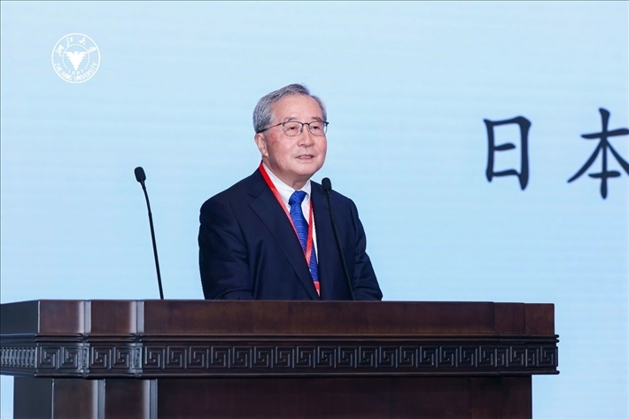 日本財團理事長尾形武壽在閉幕式上致辭。浙江大學(xué)供圖