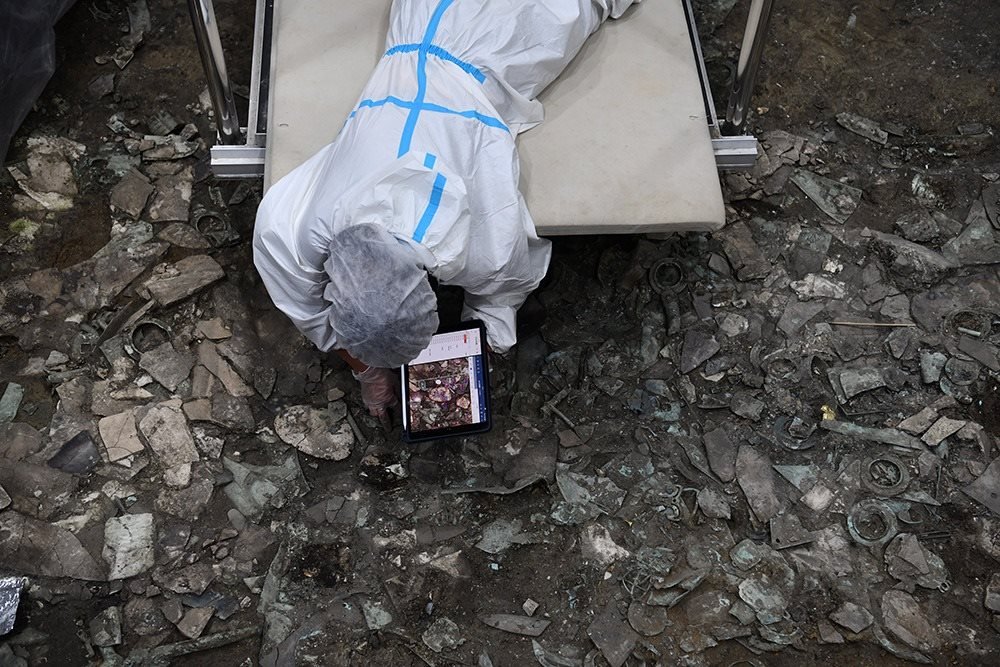 2022年6月28日，四川德陽(yáng)，三星堆7號(hào)祭祀坑發(fā)掘現(xiàn)場(chǎng)。