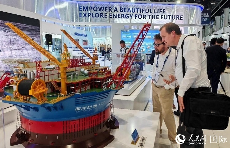 觀眾在中企展臺(tái)參觀。人民網(wǎng)記者管克江攝