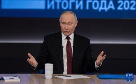 12月19日，在俄羅斯首都莫斯科，俄羅斯總統(tǒng)普京在“年度盤點”活動上講話。新華社記者 白雪騏 攝