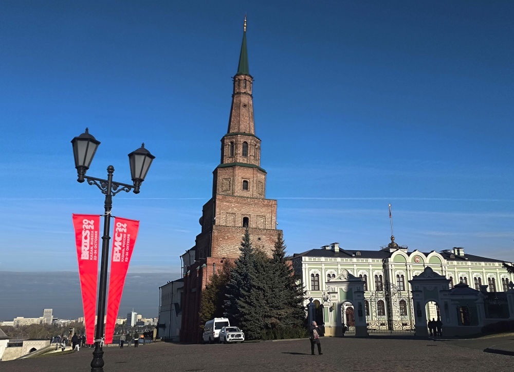 這是2024年10月20日拍攝的俄羅斯喀山克里姆林宮一景。新華社記者 丁海濤 攝