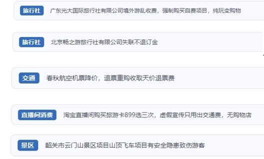 網(wǎng)友在“人民投訴”平臺反映涉旅游消費相關(guān)糾紛。（“人民投訴”用戶投訴截圖）