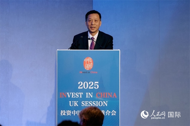 中國(guó)駐英國(guó)大使館經(jīng)濟(jì)商務(wù)公使余本林發(fā)表致辭。楊浩鵬攝